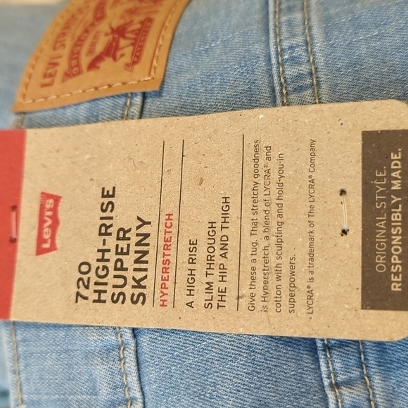 New Levi's 720 high rise skinny denim distressed jeans Plus Size NWT Sz 22W - Picture 6 of 12